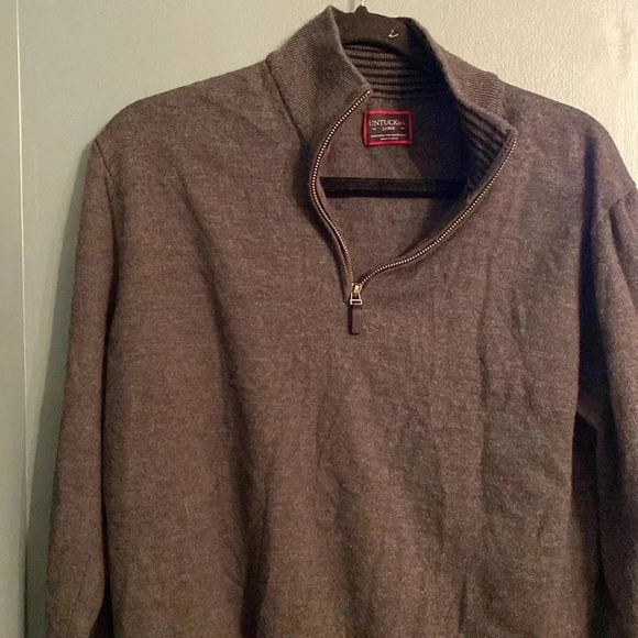 UNTUCKit men’s sweater - quarter zip - large - 100% extra fine merino wool -gray - Picture 5 of 5